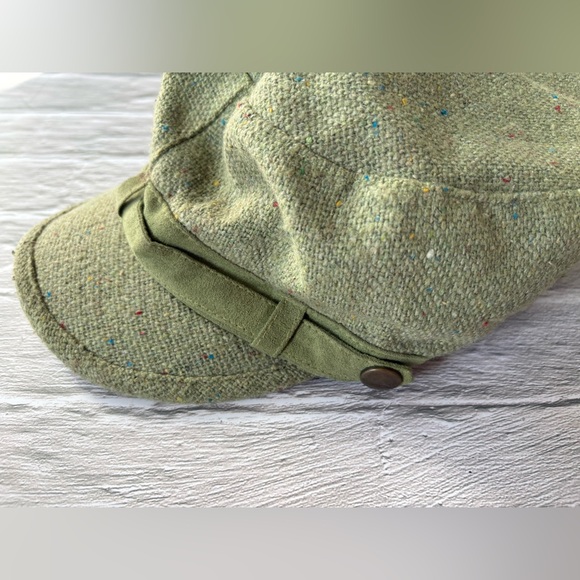 Vintage Speckled Green Tweed Wool Cap Hat - Picture 3 of 8